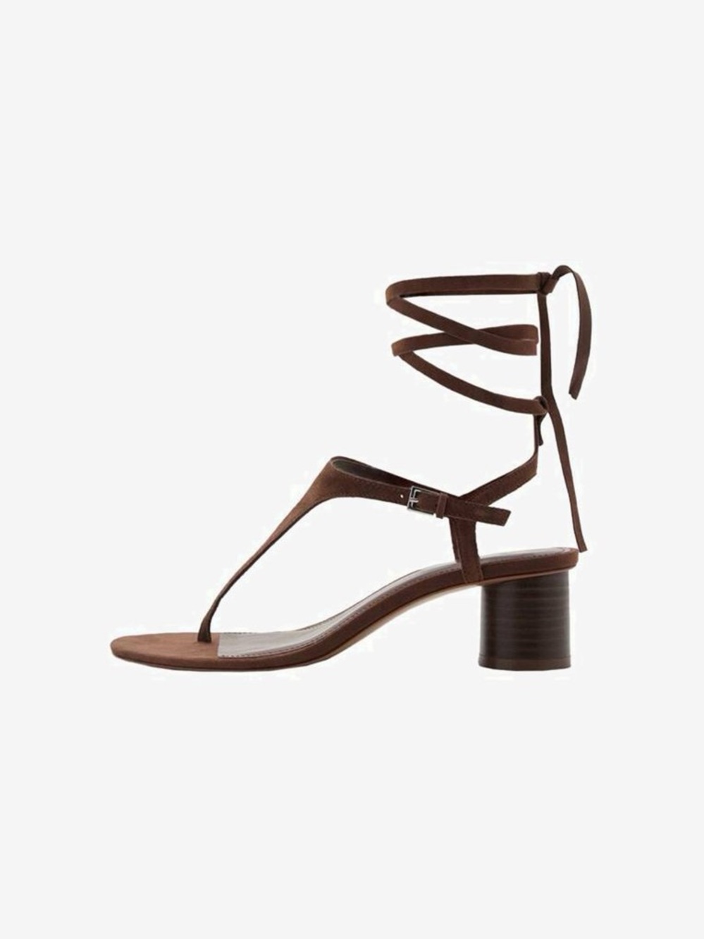 Mango Women’s Brown T-Bar Suede Ankle-Tie Sandals Size 9 BNWT